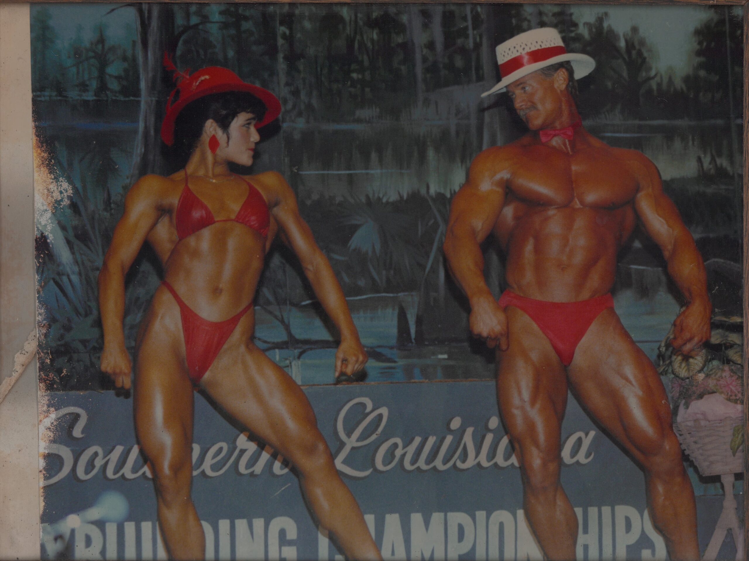Errol Broussard poses with a bodybuilding friend at a promotional event -- one of many he was invited to attend to attract attention. 