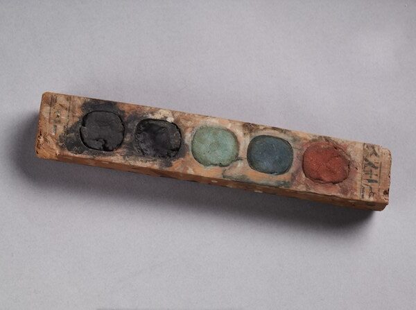 A paint box from ancient Egypt containing a cake of black pigment made from carbon black. The artifact is in the Cleveland Museum of Art. (Credit: Wikimedia Commons; Gift of the John Huntington Art and Polytechnic Trust)